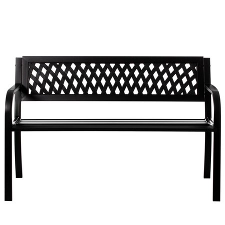 GARDENISED Gardenised Outdoor Steel 47 Park Bench for Yard, Patio, Garden and Deck, Black Weather Resistant Porch Bench, Park Seating QI003334L